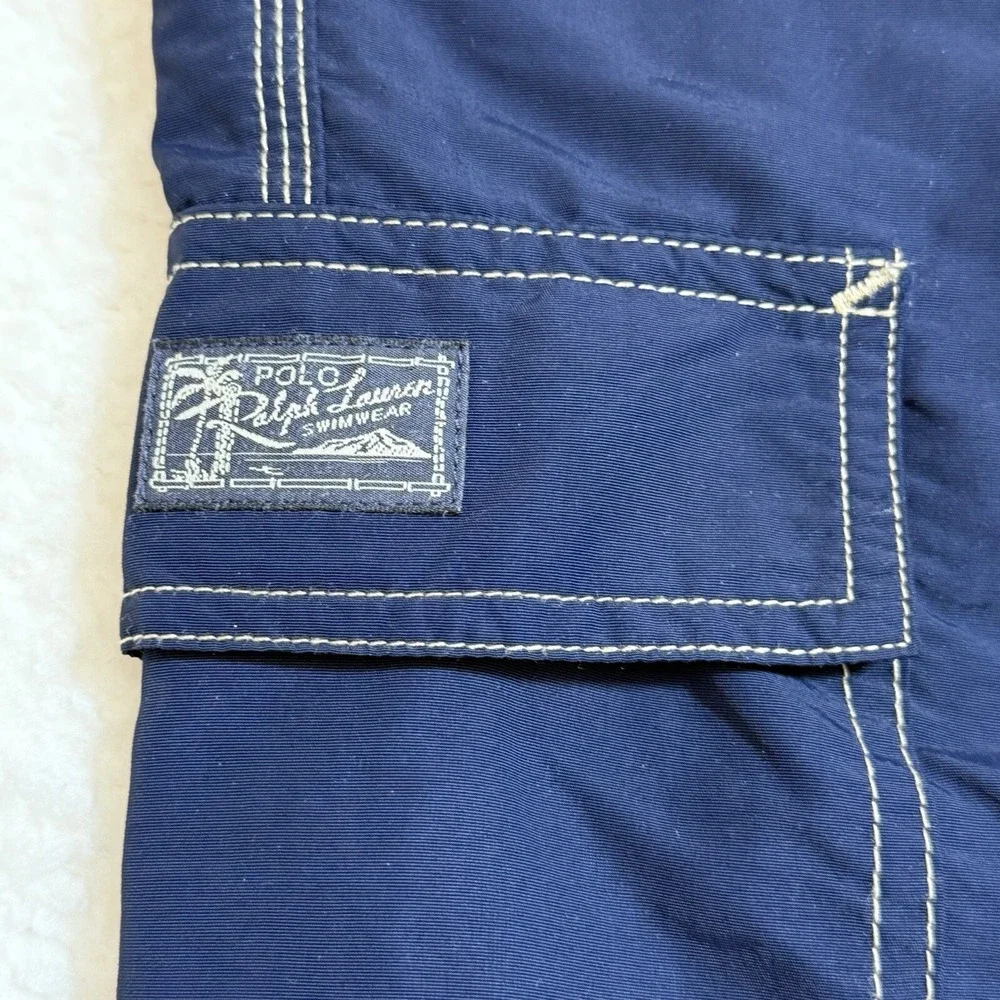 Polo Ralph Lauren Swim Shorts Mens M Lined Board Shorts Nylon Blue Solid